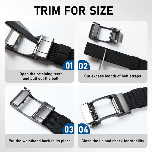 Vista 6 de Cinturón estilo trinquete para hombre, cinturón tejido de nailon