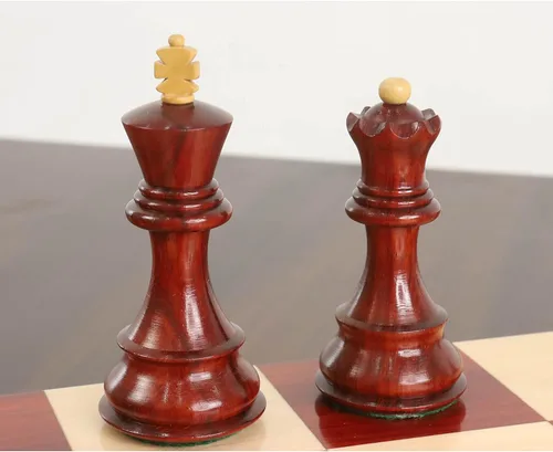 Vista 8 de Royal Chess Mall - Juego de Ajedrez Zagreb Ruso 59' de 3.9" - Solo piezas de ajedrez - Brote doble ponderado de madera de rosa