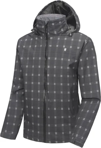 Vista 13 de Little Donkey Andy Chaqueta impermeable para hombre, ligera, cortavientos con capucha, impermeable, plegable, para senderismo al aire libre A1 Negro