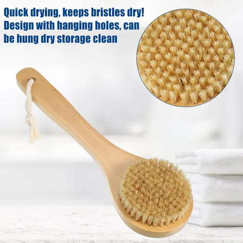 Vista 3 de VOCOSTE 1 cepillo de baño, madera para ducha con asa, marrón, 9.8 pulgadas