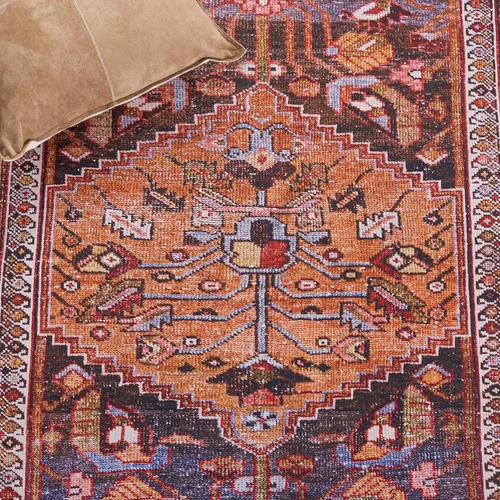 Vista 6 de SAFAVIEH Tucson Collection - Alfombra lavable de 2 pies 6 x 6 pies, color azul marino y resistente al óxido, antideslizante, ideal para zonas