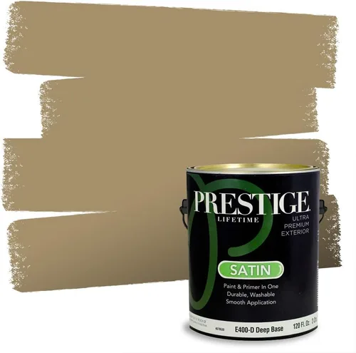 Vista 139 de PRESTIGE Pinturas de pintura exterior e imprimación en uno, 1 galón, plano, combinación comparable de Benjamin Moore* Manzanilla*