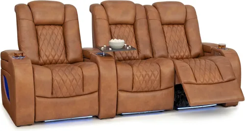 Vista 100 de Seatcraft Asientos de cine en casa Virtuoso LT Tawny Single reclinable Leonado
