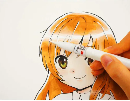 Vista 5 de Kuretake Zig Fude - Rotulador de punta fina, tinta blanca recargable, para caligrafía, manga, dibujo, profesional, artista, fabricado en Japón