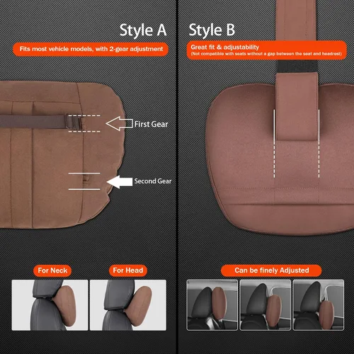 Vista 8 de 2 piezas de almohada de cuello para coche para reposacabezas, cojines de apoyo para asientos de conducción, microfibra de terciopelo, poliéster
