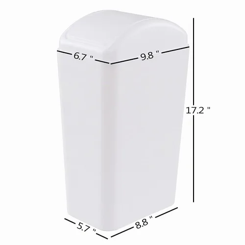 Vista 2 de 1 cubo de basura de plástico con tapa oscilante, color blanco