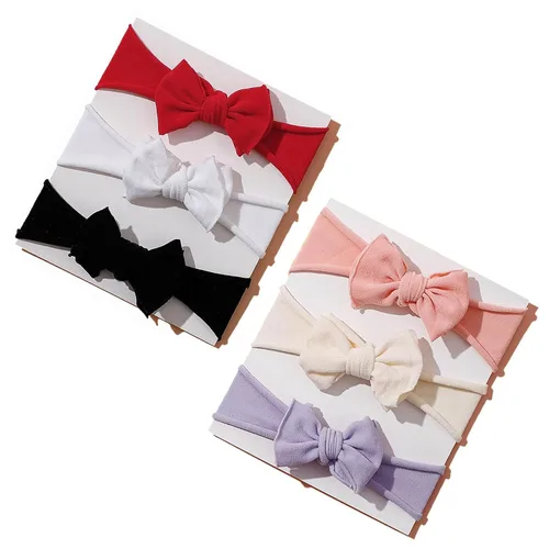 Vista 11 de 6 diademas de nailon para bebé, lazos elásticos para el pelo Tianhoudeger Double Layer Baby Bow Super Soft Elastic Hairbands Hair Accessories Gift