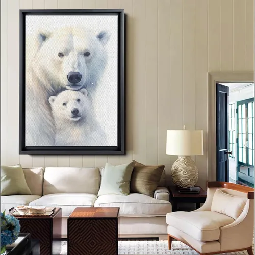 Vista 3 de Fox Mother Cub Print, In The Style Of Stencil-Based, Ivory, Kids Wall Art, Kids Wall Art Display, Mom And Baby Animal Art Print