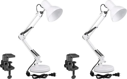 Vista 9 de TORCHSTAR Lámpara de escritorio de metal con abrazadera, brazo oscilante, lámpara de mesa de cuello de ganso ajustable para arquitectos, luces