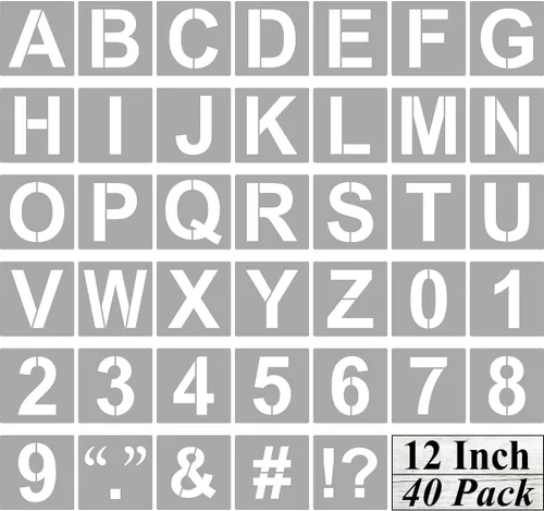 Vista 13 de Plantillas de letras y números del alfabeto de 3 pulgadas, paquete de 40 plantillas de letras y números con letreros para pintar sobre madera