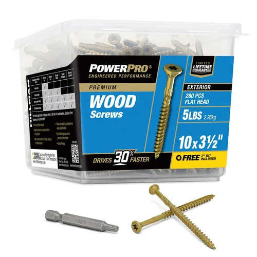 Vista 15 de Power Pro Tornillos de madera para exteriores de alta calidad, tornillos de cubierta multiusos #8 x 1-1/4 pulgadas para proyectos al aire libre