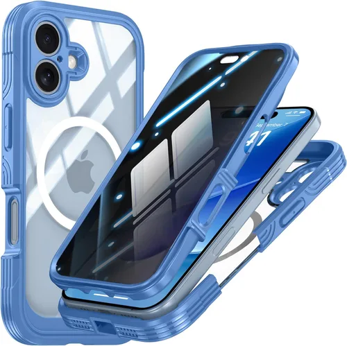 Vista 13 de TOPF&B Funda magnética para iPhone 16, compatible con MagSafe, cubierta completa de 360 grados, protector de pantalla de privacidad integrado