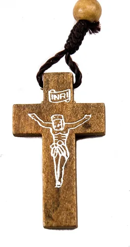 Vista 3 de Docena de cuentas de madera de olivo de Jerusalén con rosario católico de Jesús, 12.4 pulgadas