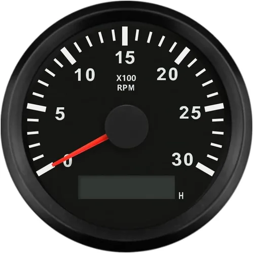 Vista 5 de ELING Tacómetro de motor Medidor 3000 RPM para diesel con retroiluminación roja 3.346 in 12V 24V