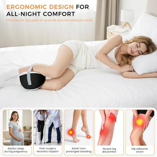 Vista 7 de Almohada de rodilla para dormir de lado, almohada de espuma viscoelástica para dormir de lado, correa ajustable y funda lavable extraíble