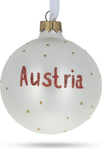 Vista 6 de Bandera de Austria Bola de Vidrio Adorno de Navidad 3,25 Pulgadas