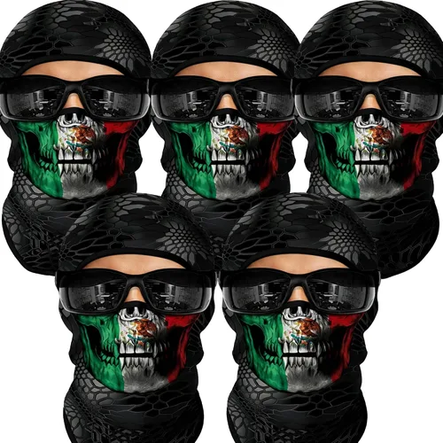 Vista 45 de Pasamontañas 3D, máscara de cara completa, resistente al viento, máscara de esquí con calavera táctica para motocicleta, ciclismo, Halloween
