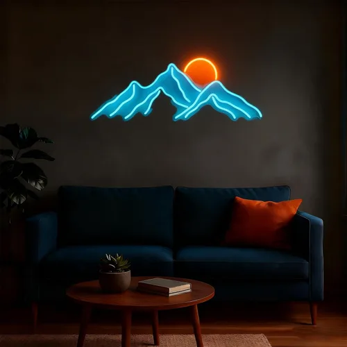 Vista 5 de LED Mountains Sunrise Sunset Wave Neon Signs Dimmable 5V USB Power Neon Lights Wall Art Decorative Lamp for Home Preppy Dorm Salon Decor Bar Party