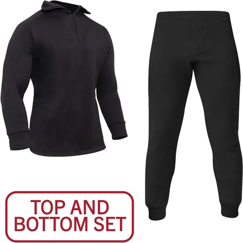 Vista 2 de Rothco ECWCS - Conjunto superior e inferior de cuello con cremallera de polietileno, negro, talla L, Negro