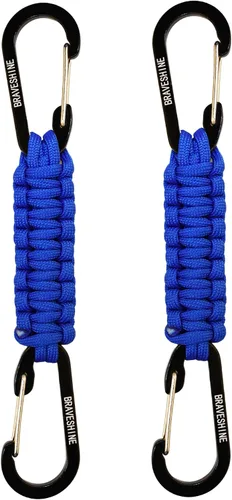 Vista 16 de BRAVESHINE Mosquetón de llavero con clip de paracord, gancho de anillo en D para lanyard, colgador para cochecito, llavero para botella de agua