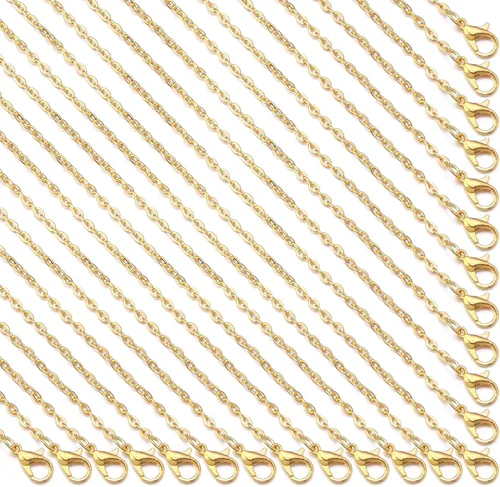Vista 9 de Forise Paquete de 24 cadenas de collar a granel de 0.079 pulgadas de aleación de bronce antiguo para fabricación de joyas de 18 pulgadas