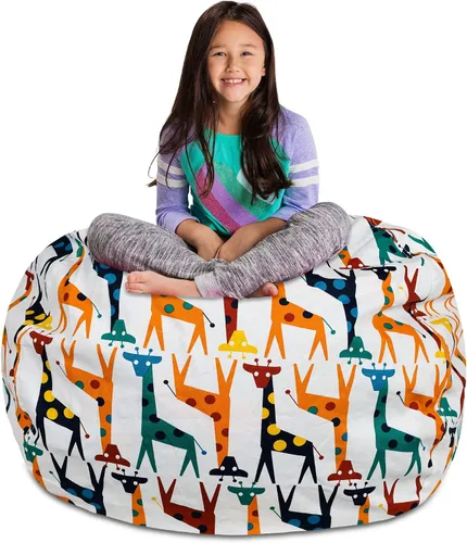 Vista 41 de Posh Creations Funda de puf para niños con almacenamiento para animales de peluche - Organizador de juguetes para niños, Mediano 68.58 cm - Lona