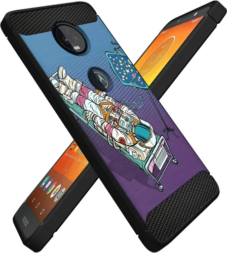 Vista 5 de CasesOnDeck - Funda compatible con Motorola Moto Z4 y Moto Z4 Play, diseño de TPU con patrón pictórico, flexible, delgada y elegante (astronauta)