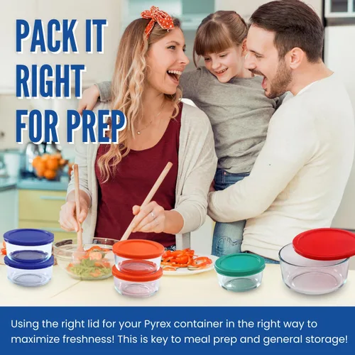 Vista 4 de Tapas de repuesto que se ajustan a los tazones de recipientes de vidrio Pyrex para almacenamiento de alimentos de 4 tazas, tapas redondas