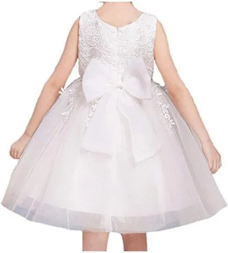 Vista 4 de Mallimoda Vestido de novia de princesa de tul de encaje para niña pequeña y bebé