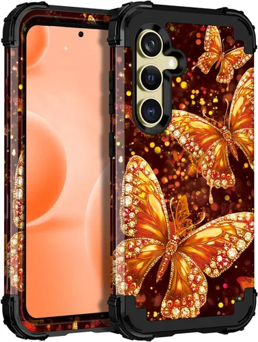 Vista 28 de Miqala Funda para Galaxy S24 5G, brilla en la oscuridad, tres capas, resistente, a prueba de golpes, protección completa, parachoques de plástico