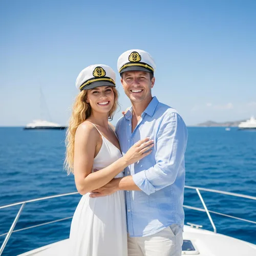 Vista 6 de Admiral Capitán Yacht Sombrero Snapback Oro Bordado Ancla Skippers Cap para Fiesta