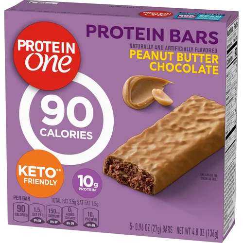 Vista 4 de Protein One Barras de proteína de 90 calorías, chocolate con mantequilla de maní, aptas para Keto, 5 unidades, 4.8 onzas