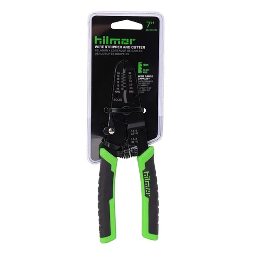 Vista 10 de Hilmor Pelacables de 7" con mango de goma, negro y verde, WS7 1885426