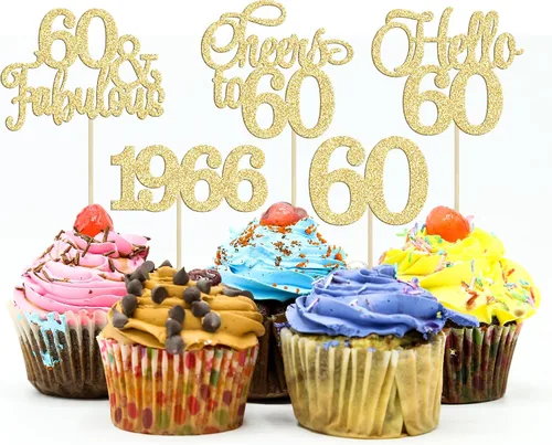 Vista 41 de Gyufise Paquete de 24 adornos negros para cupcakes de 10.º cumpleaños con purpurina negra 10 Ten Hello 10 Dights dobles desde 2015 para decoraciones