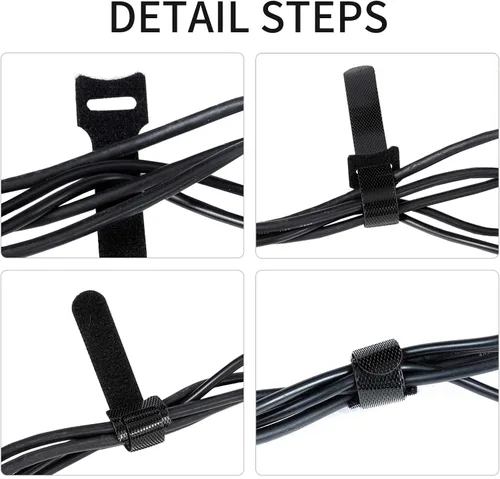 Vista 3 de Paquete de 60 bridas reutilizables para cables, organizadores de cables multicolor de 6 pulgadas para cables y cables (negro 15)