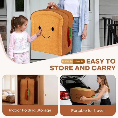 Vista 4 de Cama de viaje para niños pequeños, estilo sándwich, camas portátiles para niños pequeños, cuna de viaje plegable de espuma suave para bebés y niños