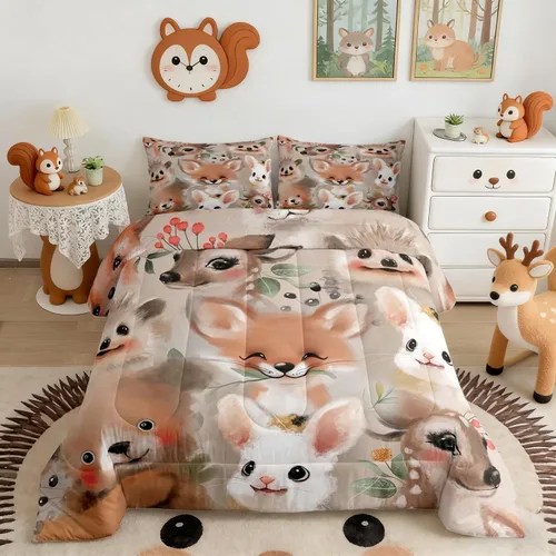 Vista 25 de Lindo Juego de Edredón de Elefante Juego de Ropa de Cama de Animales de Dibujos Animados para Niños Niñas Mujeres Adultos Edredón de Hojas