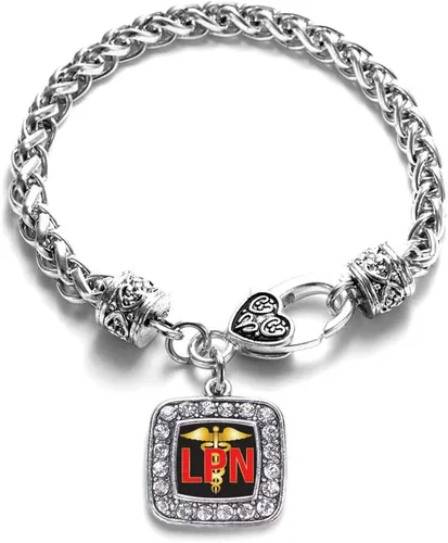 Vista 167 de Pulsera de dijes cuadrados de plata con joyería de circonita cúbica