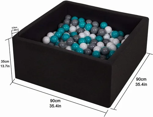 Vista 2 de TRENDBOX Pozo de pelotas de espuma viscoelástica de 35.4 x 35.4 x 13.8 pulgadas, equipo suave para piscina para niños pequeños, color negro