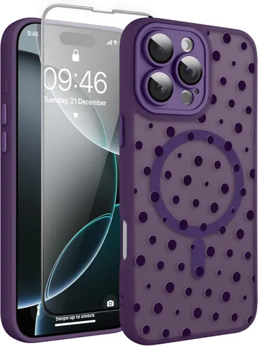 Vista 83 de Magnético para iPhone 13 con protector de pantalla [Compatible con MagSafe] Diseño de patrón floral de flores bonitas, funda delgada a prueba