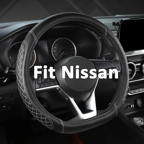 Vista 10 de West Llama Funda para volante de automóvil de fondo plano para Nissan, cubierta de volante en forma de D para Rogue, Altima, Kicks negro