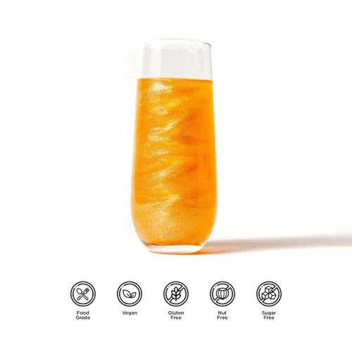 Vista 2 de Blacksherbet Purpurina comestible de albaricoque para bebidas, 0.18 oz, certificado KOSHER, purpurina y polvo para pasteles, fresas, magdalenas