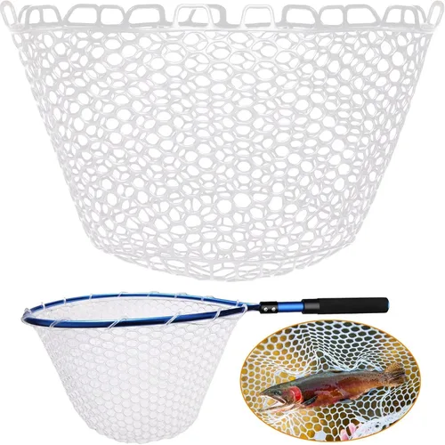 Vista 8 de Dovesun Red de Pesca de Goma, Red de Reemplazo Sin Mango, Redes de Pesca Transparentes Negras para Pesca de Mosca, Bolsa de Red de Aterrizaje