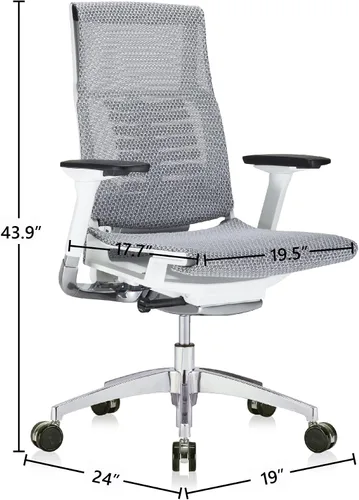 Vista 3 de POwerFIT Exec Silla Gris MESH ASIENTO Y Respaldo-Marco Blanco