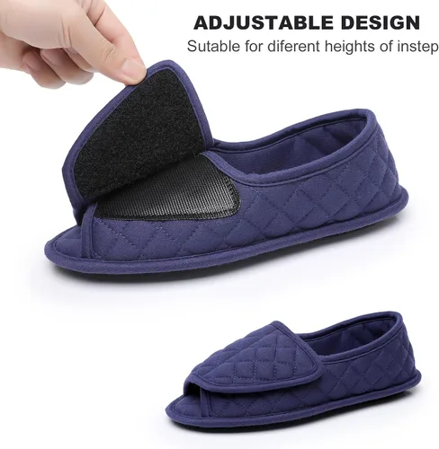 Vista 60 de Git-up -Pantuflas para mujer con diabetes/artritis/edema, cierre ajustable, espuma viscoelástica, punta abierta, extra ancha