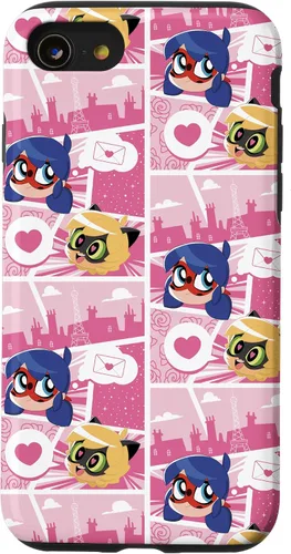 Vista 18 de Miraculous Ladybug Chibi Collection Mensaje para Cat Noir Funda para iPhone 17