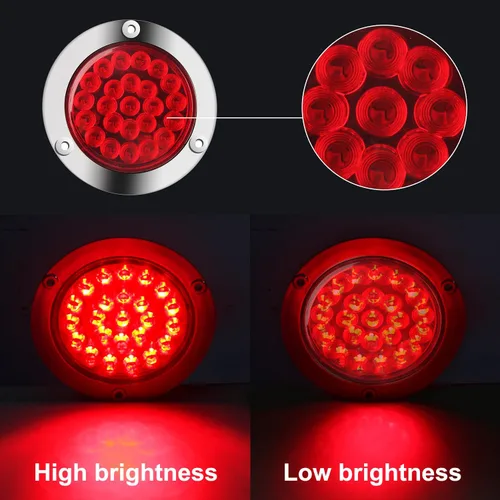 Vista 3 de Kit de 6 luces traseras LED redondas de 4 pulgadas para remolque, 4 rojas + 2 blancas de 4 pulgadas, luces LED redondas para parar, girar, marcha