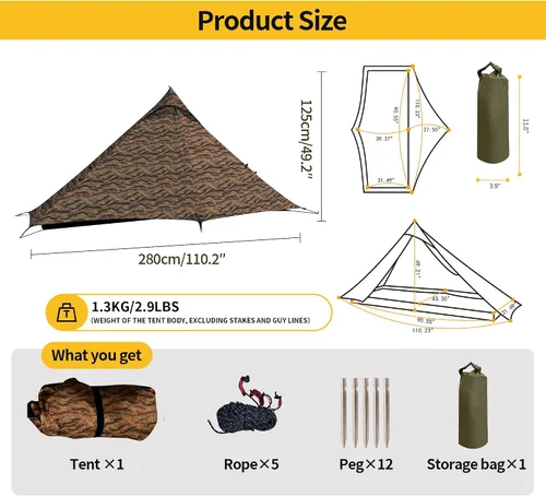 Vista 6 de Camping Tent, Easy Setup, 1-2-8-10 Person Waterproof and Portable Tent for Camping Hiking Outdoor