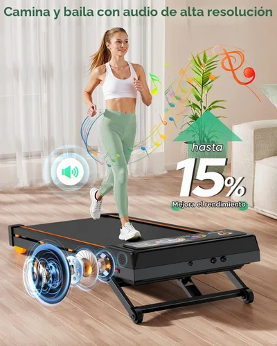 Vista 6 de Almohadilla plegable para caminar con 15% de inclinación automática/luz RGB/pantalla dual, cintas de correr de 3.5 HP para el hogar, almohadilla