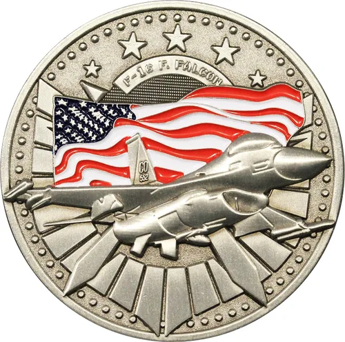 Vista 2 de ¡Moneda militar F-16 Fighting Falcon Challenge! Fighter Jet Military Coin, moneda personalizada de avión de avión! Diseñado por veteranos militares!
